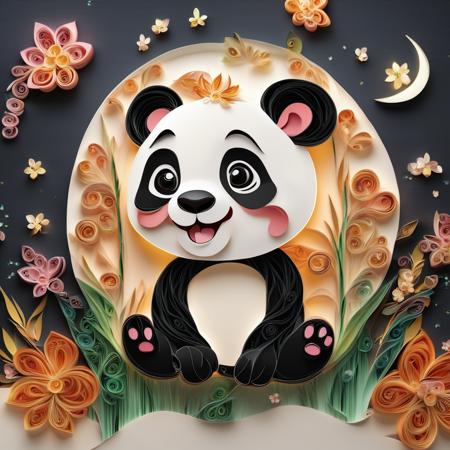 yanzhi,cute Panda,bamboo，paper quilling Artwork，masterpiece, best quality, high resolution, ultra detailed, dark night,(3d rendering:1.35),Octane render,pastel,, yanzhi,cute Panda ,bamboo,paper quilling  Artwork，masterpiece, best quality, high resolution, ultra detailed, dark night,(3d rendering:1.35),Octane render,pastel,