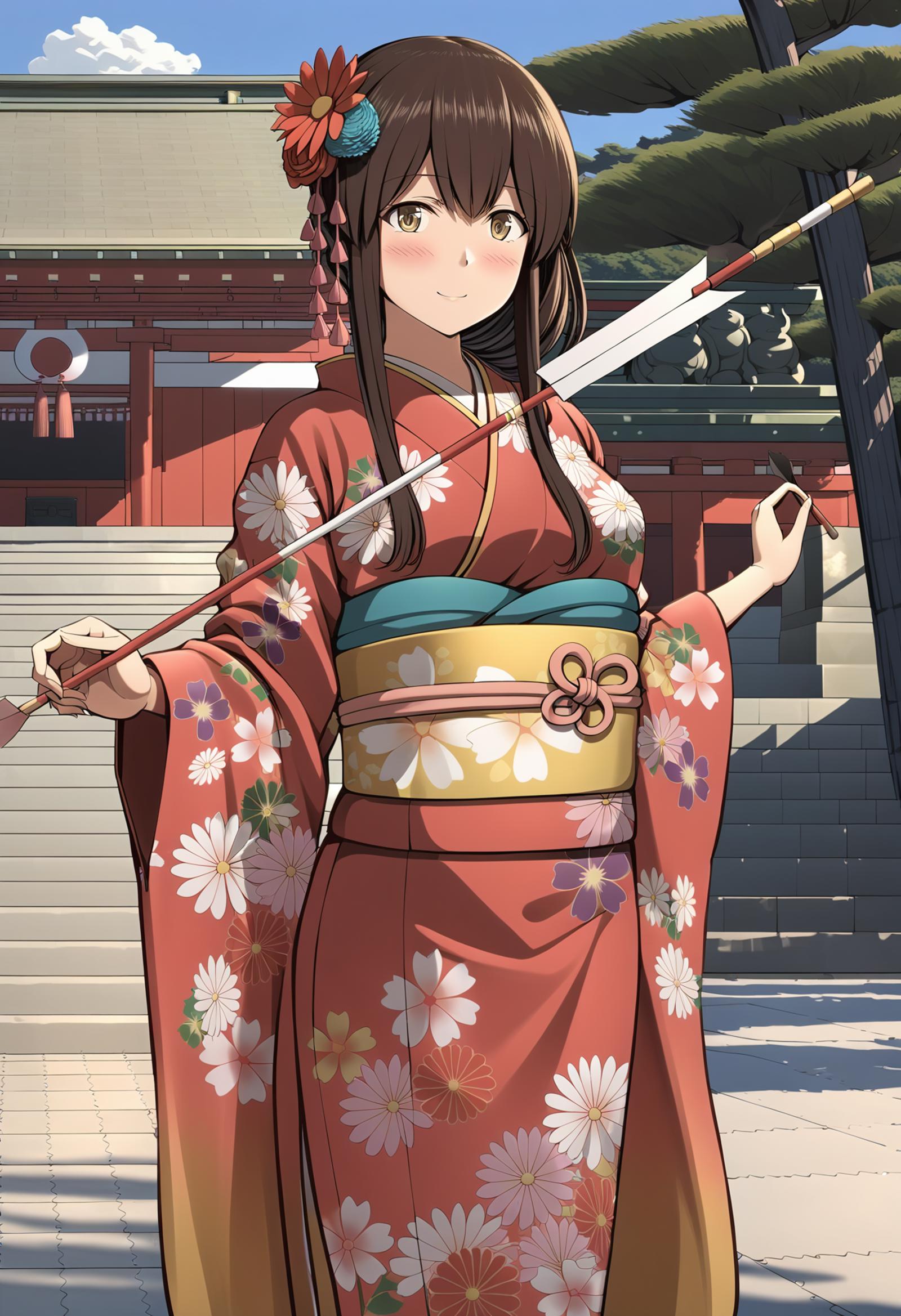 [SDXL] Akagi (New Year Kimono) - Kantai Collection - Kancolle | 赤城【晴着】mode - 艦隊これくしょん 艦これ image by Machi