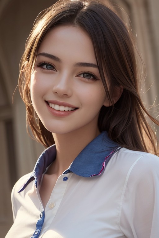 best quality, masterpiece, (photorealistic:1.4), 1girl, light smile, shirt with collars, waist up, dramatic lighting, from...