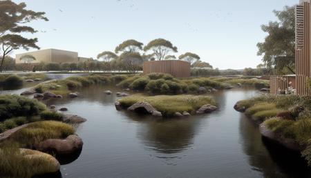 river,nearwater,reed,a landscape rendering,collage style,best quality,architectural photography,photo realistic, hyperealistic, super detailed,cinematic photography, ultra detailed,highly detailed, Architectural design,photorealistic, cinematic, rendering,archdaily,500px, archdaily,clean sky,beautiful landscape design,no humans, <lora:LACollageStyle_V15:1>