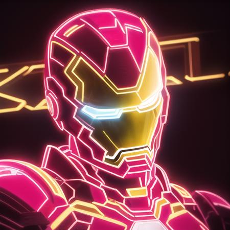 Iron Man,neon light,neon sign,neon,LED 
masterpiece, high resolution, octance 4k, high detail  <lora:nihongdeng (1):1>, masterpiece,best,quality