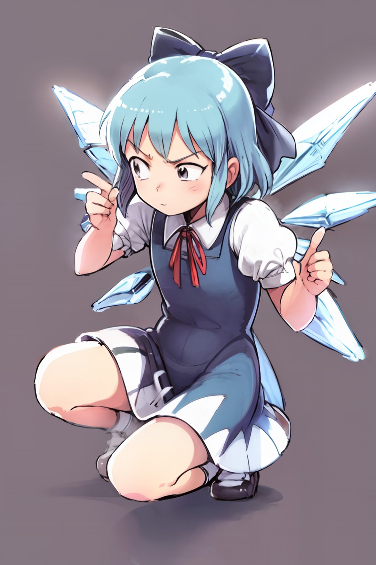 masterpiece, best quality, <lora:style05:1>, <lora:cirno:1>,1girl,cirno,simple background, wings,(chibi:1.1)