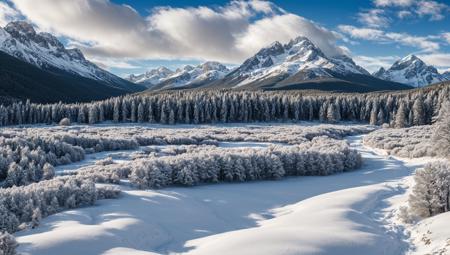 ((masterpiece:1.4,best quality)), cloud,   outdoors
(snowy mountains), spring glade, scenery, sky,
(noon:1.4), high detail, abundant, 8k, high detail, wallpaper