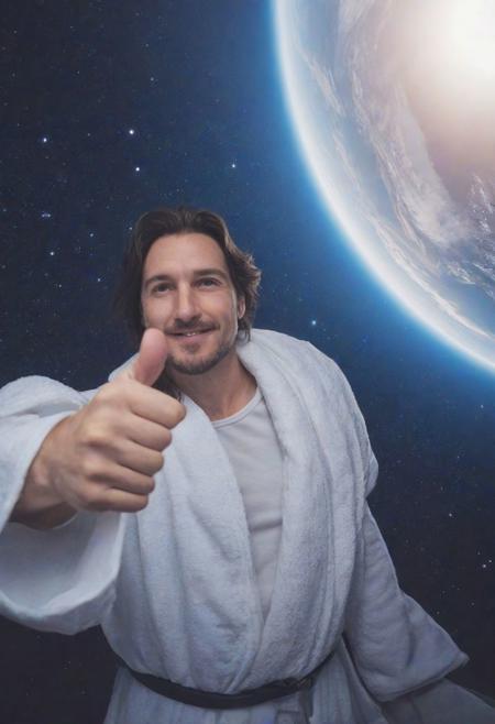 ((intense-fisheye-lens) distortion photograph)) ,
((A galactic hitchhiker) (with thumb up), (a clean, fluffy towel is clearly seen over the galactic hitchhiker's shoulder)),
<<BREAK>>
((in the background dolphins are seen floating in outerspace)),
((noise offset, best quality photograph, , (multiple-exposure photographs), UHD, (very slow shutter speed), experimental lighting, experimental angles, (strong fisheye-lens/ intense fisheye-view photograph), ( realisticvision-negative-embedding, epiCRealism ))