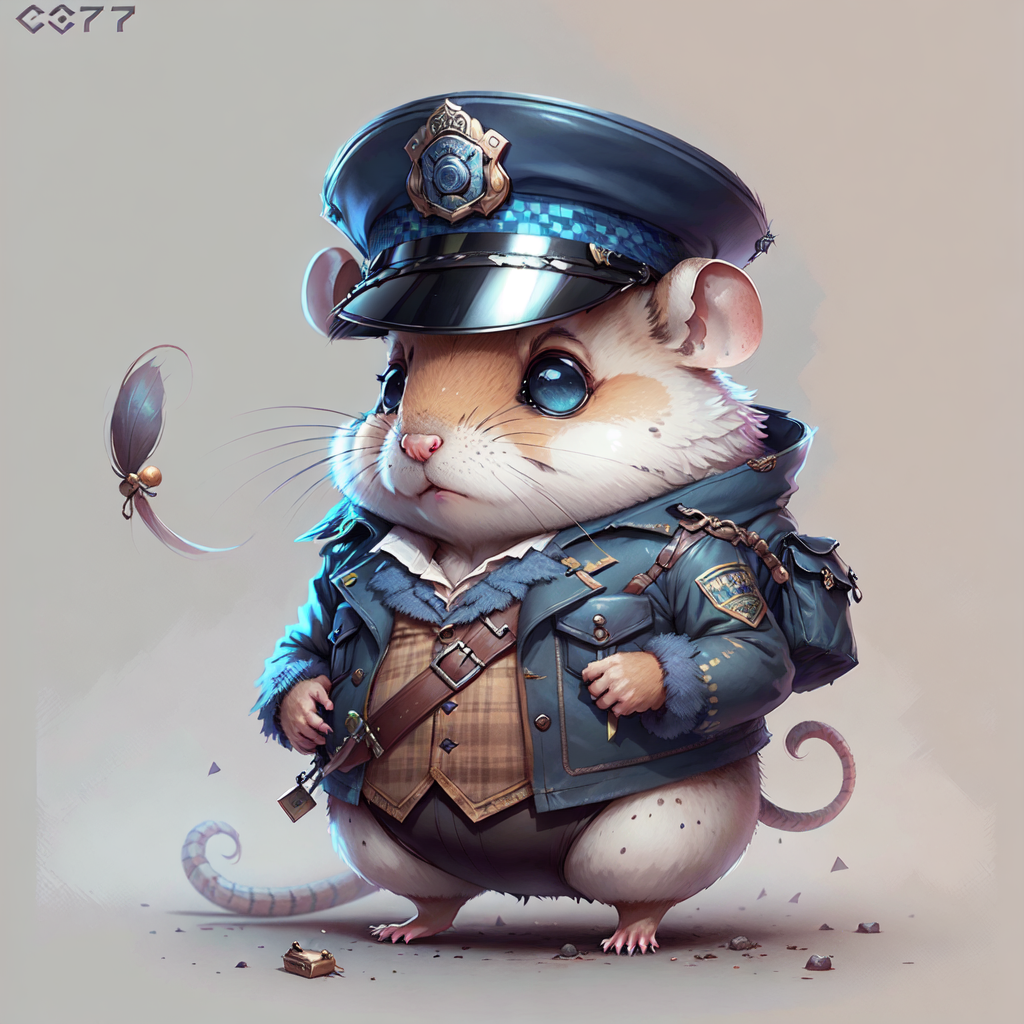 concept art  <lora:CuteCreatures:0.9> Cu73Cre4ture mouse policeman