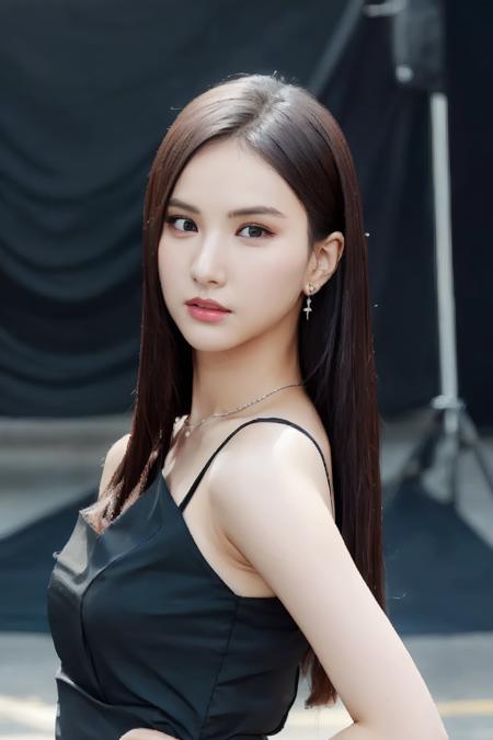 eunha, black dress, (long straight hair:1.1), (looking_to_camera:1.2),  medium_shot, half_portrait, view, from side

, dark , dim lit, side lighting, (black background:1.1)
, hyper realistic lifelike texture dramatic lighting unrealengine trending on artstation,award winning photo,nikon RAW photo,8 k,Fujifilm XT3,masterpiece, best quality, realistic, photorealistic,ultra detailed,extremely detailed face,

<lora:eunha-c2-000002:0.8> <lora:epiNoiseoffset_v2:1>