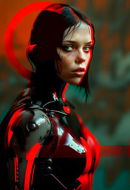 (real life, woman and a mech suit, punching, grim style, dark shadows, red circle:1.2), (a woman looking shocked, caped crusader, dark natural natural colors, HDR, 5mm:1.2), (glitch art by (Hans Feurer:1.1) and (Roe Ethridge:1.2)), (Surrealism style:1.5),