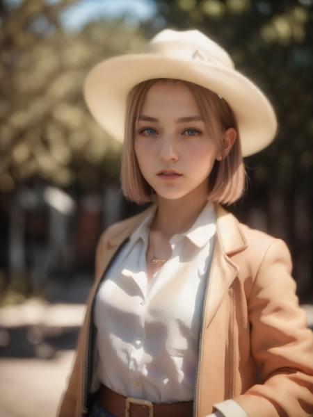 (8k, RAW photo, best quality, masterpiece:1.2), (realistic, photo-realistic:1.37), ultra highres, depth of field, chromatic aberration, caustics, Broad lighting, natural shading,Fujifilm XT3,masterpiece,ultra detailed,1girl, solo,cowboy shot, looking at viewer,outdoors, <lora:Sarasa fido-000008:0.7>