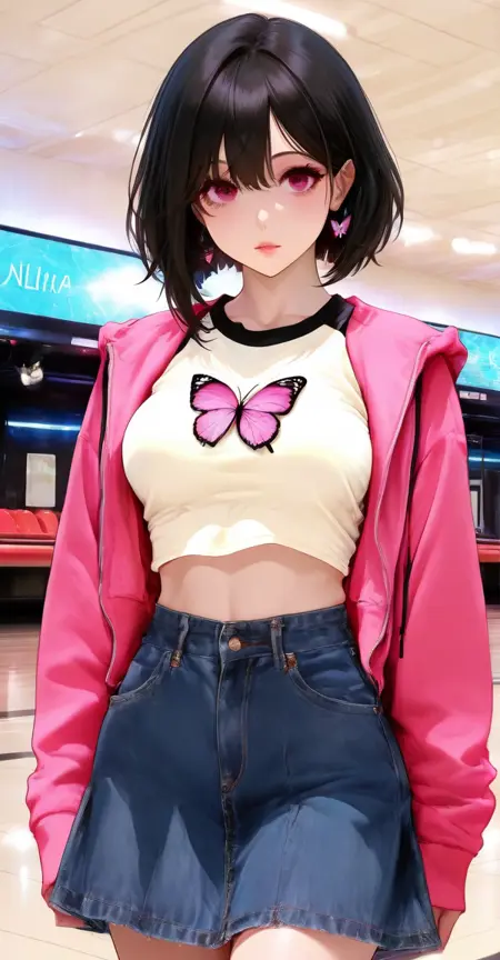 Pink butterflies crop set