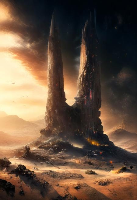 (POV view , DOF, first people view from the entrance, low angle shot:1.4),
(Ancient civilization, Alien Prometheus movie scene, dune movie scene:1.5), 
In the distant future, humans are spread across planets and ruled by an empire. The most important scene in the Dune movie, "Arrakis", was filmed in the Wadi Rum desert, the largest desert in Jordan, also known as the "Valley of the Moon". Some scenes were filmed in Rubou, Abu Dhabi, the Middle East. Shot in the Rub' al Khali desert. In addition to the desert landscape, the towering rocky scenery was also the main reason why it was chosen as the shooting location.
(Large Files, Ultra Realistic, 8K, 16k, FHD, HD, VFX, Perfect, Photography, composition, Architecture Sales Photography, Architecture Competition, Ultra High Resolution, Cinematography, High Resolution Image:1.1), (dramatic lighting, direct sunlight, ray tracing, clear shadow:1.2),  (real landscape:1.1), (blurred background:1.0), (urban background, more_details) ,
extremely detailed, hillscastel, <stardeaf-cold-arc>, great lighting, clear, Neo Classic