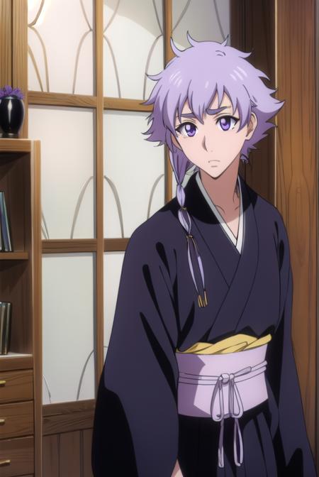 isanekotetsu, <lyco:isanekotetsuv2-lyco-nochekaiser:1>,
isane kotetsu, short hair, braid, purple hair, (purple eyes:1.1), hair braid,
BREAK long sleeves, japanese clothes, kimono, haori, black kimono, hakama, black hakama,
BREAK indoors,
BREAK looking at viewer, (cowboy shot:1.5),
BREAK <lyco:GoodHands-beta2:1>, (masterpiece:1.2), best quality, high resolution, unity 8k wallpaper, (illustration:0.8), (beautiful detailed eyes:1.6), extremely detailed face, perfect lighting, extremely detailed CG, (perfect hands, perfect anatomy),