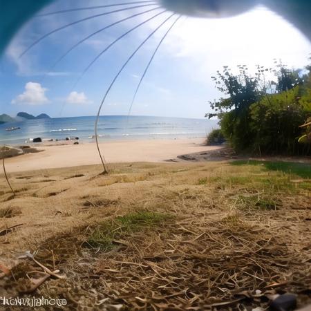 <lora:catpov:1>, catpov, background, foreground, from below, cat leg, 
<lora:fisheye2:1>, fisheye,
1girl, beach, bikini, breasts, brown hair, female focus, glasses, long hair, navel, ocean, outdoors, smile, solo, swimsuit