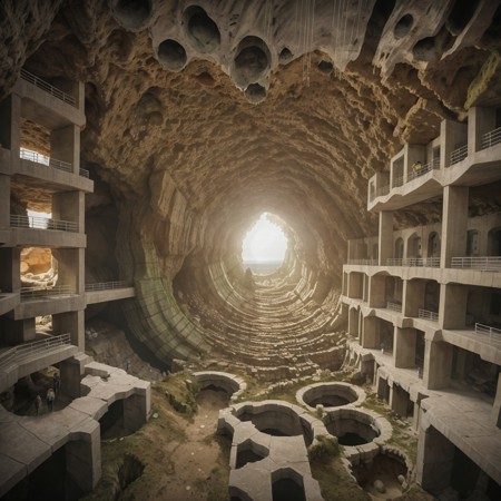 Caves ruins structures settlements landscapes