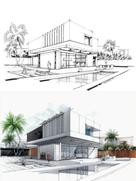 architectural design sketches with markers v1.0