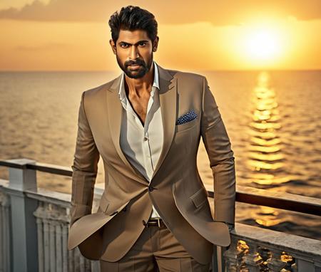 Nautical-themed (Photo:1.3) of (Ultrarealistic:1.3) <lora:Man_Men_FFashion:1> Sendhil Ramamurthy a man <lora:rana-daggubati_Sendhil-Ramamurthy:1> in a tan suit standing on a balcony, sun behind him, inspired by Pablo Munoz Gomez, shot at golden hour, editorial photograph, midshot of a hunky, by Roman Bezpalkiv, by Artur Tarnowski, maxim sukharev, by Gabor Szikszai,Highly Detailed,(Mono Color:1.3) . Sea, ocean, ships, maritime, beach, marine life, highly detailed