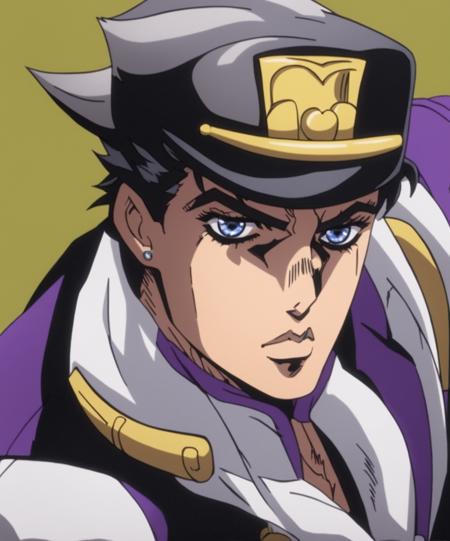 <lora:JOJO_1:0.9>,JOJO, kujo jotaro, 1boy, male focus, solo, hat, black hair, hat over one eye, earrings, adjusting clothes, stud earrings, jewelry, adjusting headwear, long coat, heart, coat