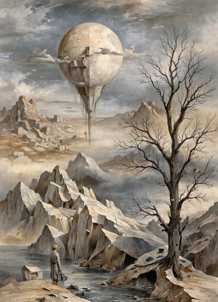 painting, aesthetic of surrealism with solitude atmosphere,
stunning details
