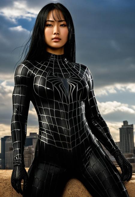 score_9, score_8_up, score_7_up, best quality, realistic, masterpiece, beautiful detail, hyperrealistic, afternoon sky, ((1girl, woman body, big breasts)), amazing detailed full body portrait of a beautiful japanese girl, wearing a realistic and highly detailed black raimi spider-man suit, ((huge muscular girl)), professional model wears ultra - detailed black raimi spider - man suit, ultra - detailed and grained black raimi spiderman suit, suit covered entire body and hand, black spiderman gloves, wet, (spread leg), (full body), (dirty skin), close up, octane render, highly detailed, volumetric, dramatic lighting, (highest quality:1.1), (HDR:1.3), (top quality, best quality), realistic, high definition, Expressionism - sharp focus, professional photography, masterpiece, ultra detailed photograph, high quality, 8k,