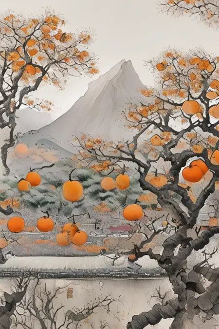 柿柿如意 | 水墨风