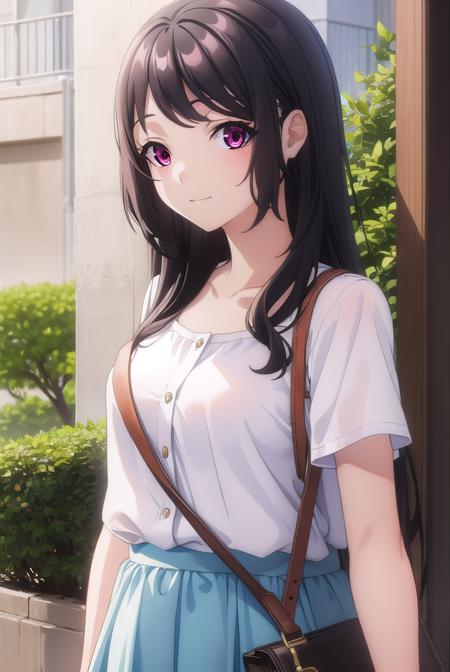 kaorihoujou, <lora:kaori houjou s1-lora-nochekaiser:1>,
kaori houjou, long hair, bangs, (black hair:1.5), (red eyes:1.2), sidelocks, smile,
BREAK skirt, shirt, collarbone, short sleeves, bag, blue skirt, yellow shirt, handbag,
BREAK indoors, classroom,
BREAK looking at viewer, (cowboy shot:1.5),
BREAK <lyco:GoodHands-beta2:1>, (masterpiece:1.2), best quality, high resolution, unity 8k wallpaper, (illustration:0.8), (beautiful detailed eyes:1.6), extremely detailed face, perfect lighting, extremely detailed CG, (perfect hands, perfect anatomy),