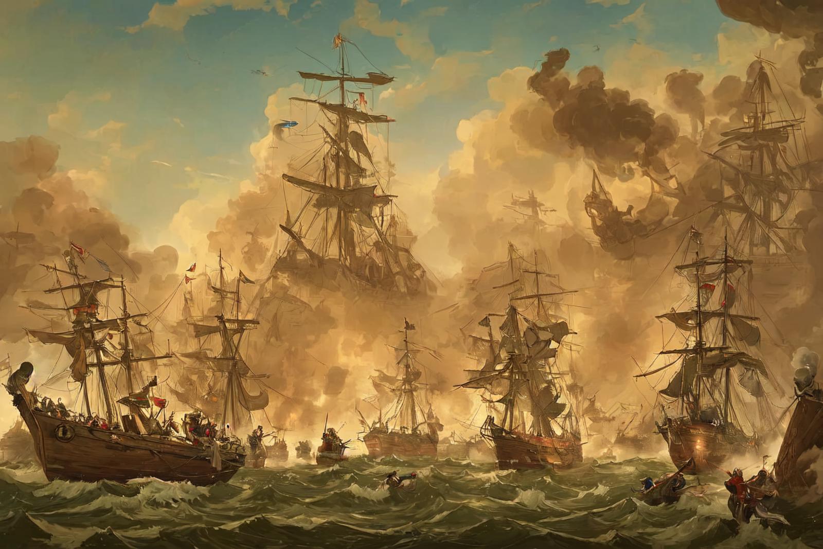 Age Of Sail Battle Painting image by MajMorse