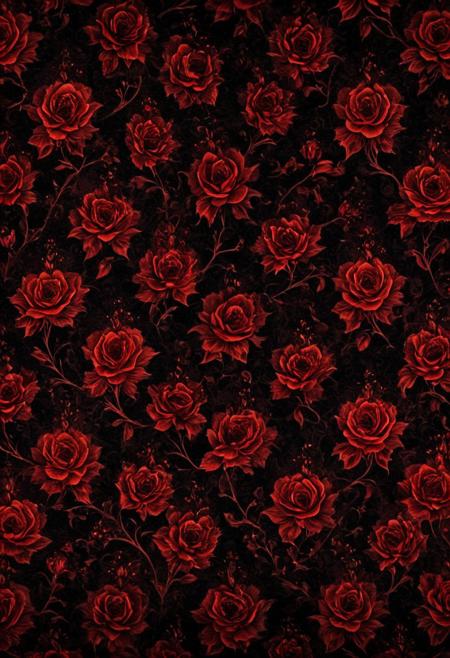 red floral ghostly Halloween spooky wallpaper, intricate patterns, dark gothic elements, high detail, eerie atmosphere, vivid colors, cinematic lighting, digital art, texture-rich, hauntingly beautiful design