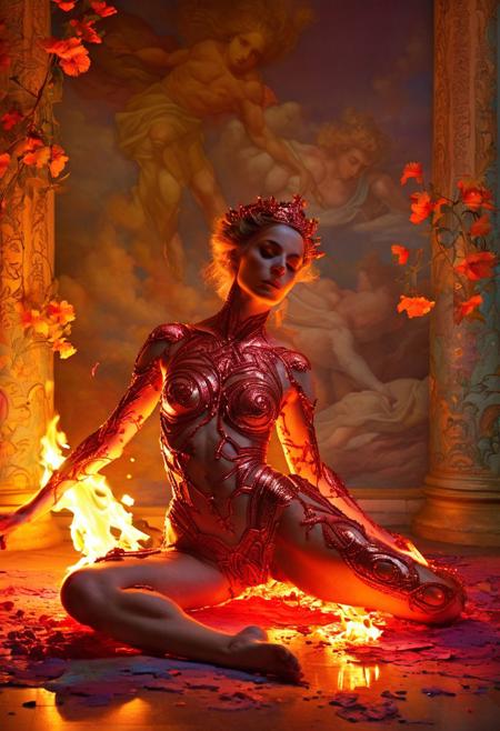 Persian color palette , Persian art, Persian girl, Persian, Iranian, Iran,(art by Giovanni da Milano and Margareta Christina Giers and Aleksi Briclot:1.1), (Cinemagraphs by Santeri Levas and Miwa Yanagi:1.1), award winning, (aesthetic of abstract landscape with wailing atmosphere:0.3), depth peeling, clear scene, f/16, symmetry and balance, hyperrealistic, intricate abstract, intricate artwork, abstract style, otherworldly, mesmerizing parallel dimension, gravity defies logic, abstract masterpiece, interplay of floating objects, distorted silhouettes, vivid hues, ethereal light, highly detailed,,,Leica Q2 with Summilux 35mm f/1.2 ASPH(Francis Drake : 1,2) ((best quality)), (artistic photography by Philippe Halsman and Ara Gler:1.2), (bubblegumpink and striped colors:0.1), <lora:MJ52:0.65>
, modelshoot, pose, , (award winning photo macro shot of a beautiful young woman lying , , dynamic lighting, cinematic still, pale skin, screencap, 100mm f/2.8 macro lens, on the knees)(art by Ivan Pokhitonov and Nikolai Triik and Maxfield Parrish:1.2), (electricity and disembodied atmosphere, urban decay with neon accents, aesthetic of medieval art:0.1), 
 battle stancevibrant,  , highly detailed,byJocelyn Hobbie and Charles Dwyer, Triadic color guide,Leica Q2 with Summilux 28mm f/1.7 ASPH, ,clear face, Ultra High Resolution,