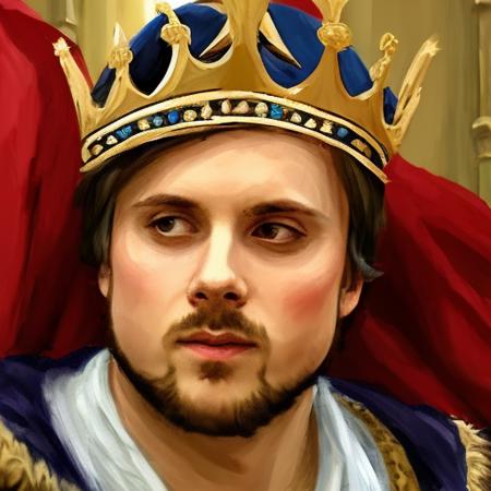 forsen_person art, renaissance, golden crown, king, mage cloak