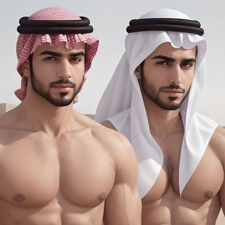 <lora:Arab Style:0.4>,2boys, muscled, arab, realistic