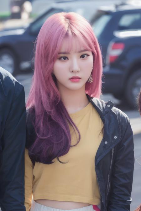 eunha, bob hair, hair bangs
,best quality, realistic, photorealistic,ultra detailed,extremely detailed face 
 <lora:eunha-c2-000002:0.8>