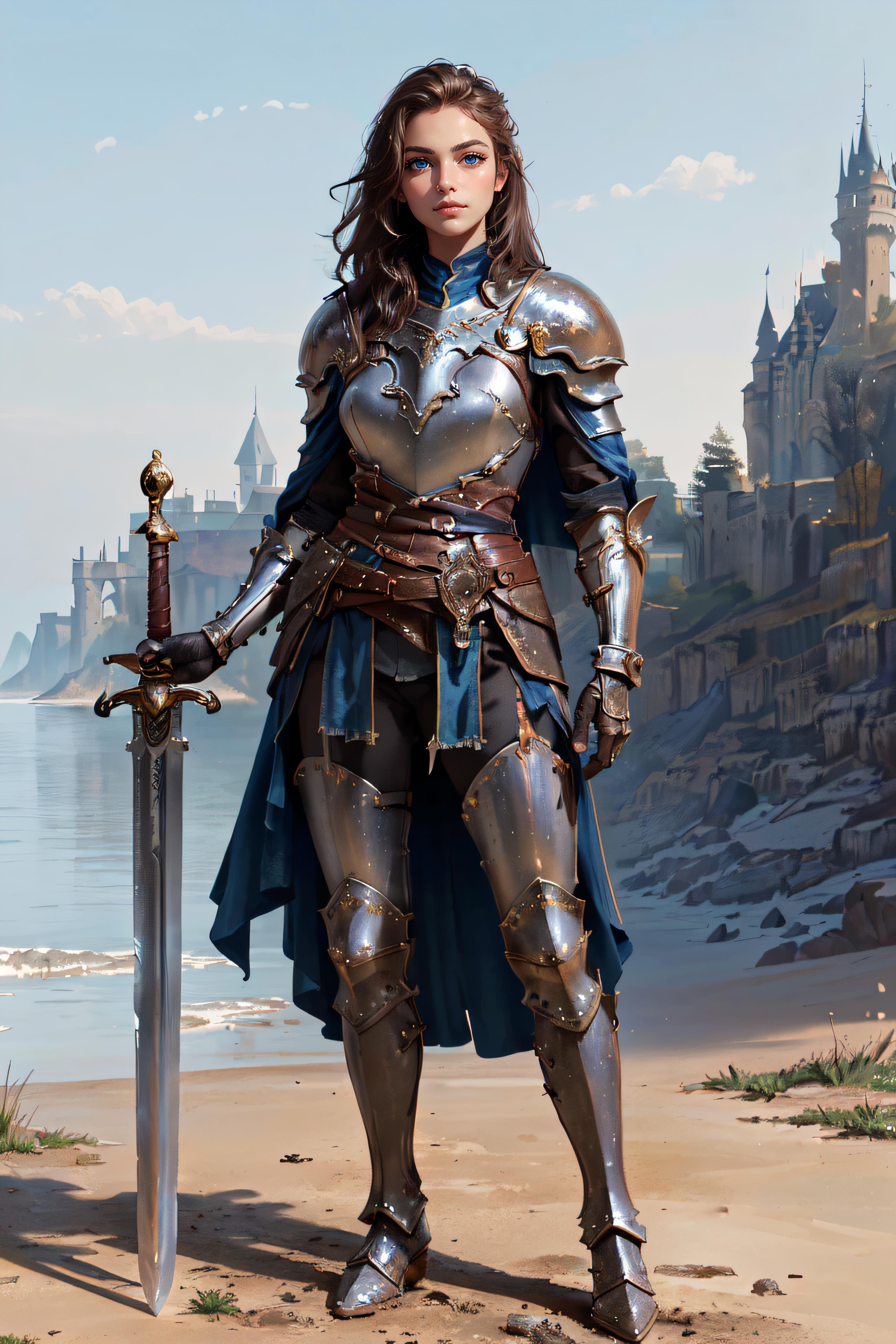 Female knight with holding a sword(reverse grip) image by betweenspectrums