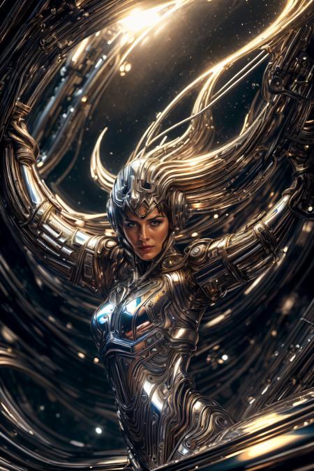 <lora:add_detail:1> <lora:ChromeTech:0.8> (masterpiece, best quality, realistic, detailed, sharp:1.2), intricate details, 1girl,  chrometech, android, scifi, sleek, ((explosive pose)), expressionism, movie still, ((liquid metal)), metallic, gleaming, metallic , metal reflection, symmetrical, clear reflection, clean metal, chrome, ballroom background