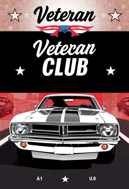 Template of a american looking roll-up banner for a Veteran muscle car / Amcar club