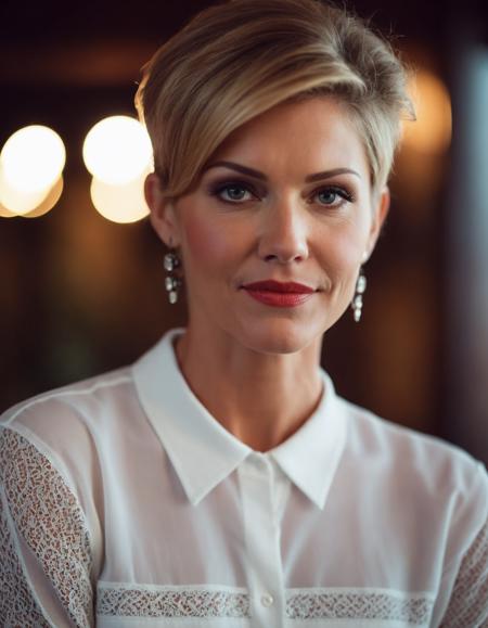 cinematic photo an exquisite portrait photograph, 85mm medium format photo of ((ohwx woman)) with a classic haircut    <lora:triciahelfer_dh128_v1:1> . 35mm photograph, film, bokeh, professional, 4k, highly detailed