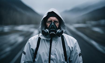 photo, a man wearing a gas mask with a hood over his head and a hood over his head


, 8k 