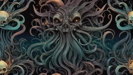 <lora:Alphonse Mucha Style:1.9> alphonse mucha style, Cthulhu rising from the deep,
<lora:epoxy_skull-sdxl:0.08> epoxy_skull, thick black smoke pours from eye sockets, pentagrams, pure evil, 
<lora:ral-3dwvz-sdxl:0.8> ral-3dwvz, (((tentacles reaching out from the void))), bottom of the deepest ocean
4k, photo-realistic, laser prism spectrum gradient background lighting,
