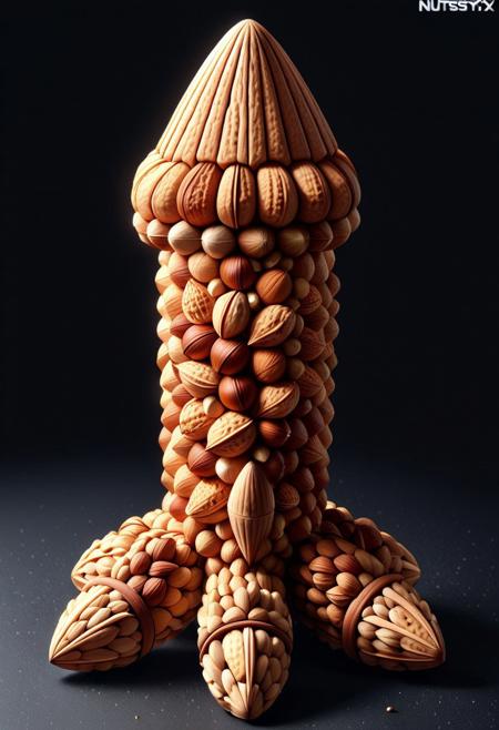 a space x rocket  made  out of nuts nutstylesnut, aid291