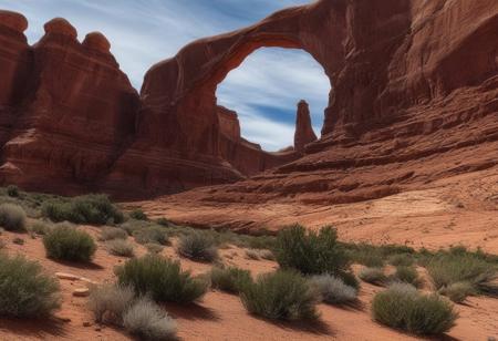 landscape Utah desert, very realistic photography, background arches and cliffs of Utah