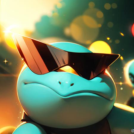 centered, award winning photo, (looking at viewer:1.2), | Squirtle_Pokemon, sunglasses,
|  | bokeh, depth of field, cinematic composition, |
<lora:Squirtle_Pokemon:0.8>