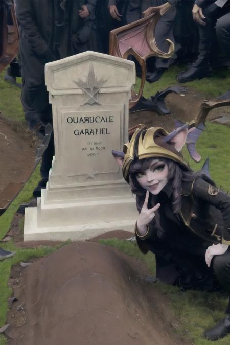 Highly detailed, High Quality, Masterpiece, beautiful,  <lora:Lulu-07:1>, Lulu, yordle, pixie,   <lora:GrantGustinNextToOliverQueensGraveMeme:1>, QueensGraveMeme, v, smile