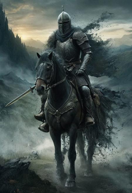 Completely Helm's fall absolutely nothing, pure black, detailed, but the Lord of the Rings of life are rising, FastNegativeV2, ral-dissolve,a knight preparing to fight, epic scene, fabulous,