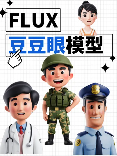 Flux 豆豆眼Lora模型 (3D cartoon Lora)