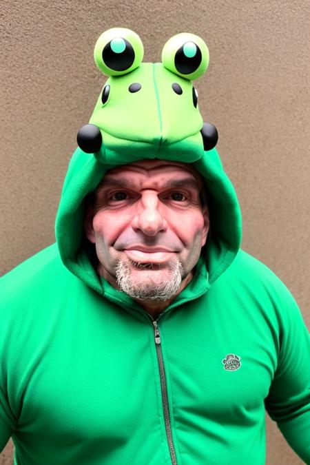 j0hnf3tt3rm4n:0.9 in a frog costume