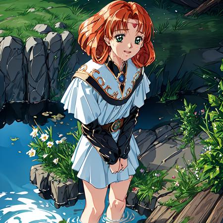 <lora:natasha:0.8>,natasha,1girl,masterpiece,best quality,super fine illustration,blue sky,waterfall,splashing,water table,;d,sneeze,knees_together_feet_apart,standing in the water,wet wet,from_above,