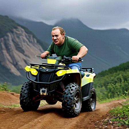 A full body photo of gollum, aka smeagol, he's carrying an Uzi and riding an ATV, 
It looks cute and adorable yet fierce at the same time, realistic, funny, 
highest quality, exceptional accuracy and realism,