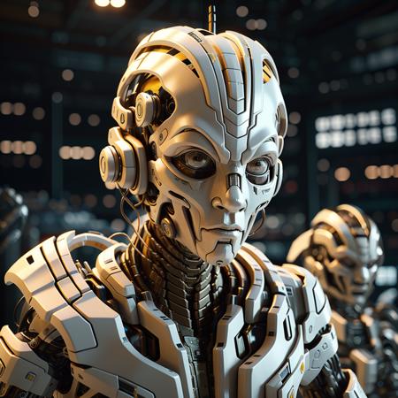 White armor robot,(highly details:1.5),unreal engine,3d render,film photograhpy, complex 3d render ultra detailed of a beautiful porcelain profile woman android face, (cyborg:1.3), robotic parts, 150 mm, beautiful studio soft light, rim light, vibrant details, luxurious cyberpunk, lace, hyperrealistic, anatomical, facial muscles, cable electric wires, microchip, elegant, beautiful background, octane render, H. R. Giger style, 8k, best quality, masterpiece, illustration, an extremely delicate and beautiful, extremely detailed ,CG ,unity ,wallpaper, (realistic, photo-realistic:1.37),Amazing, finely detail, masterpiece,best quality,official art, extremely detailed CG unity 8k wallpaper, absurdres, incredibly absurdres, robot, silver halmet, full body, sitting,