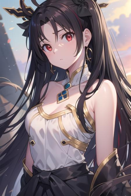 ishtar, <lora:ishtartest:1>, ishtar, ahoge, black bow, bow, black hair, earrings, hair bow, hair ornament, jewelry, long hair, (red eyes:1.5), (small breast:1.2),
BREAK ishtar, ahoge, black bow, bow, black hair, earrings, hair bow, hair ornament, jewelry, long hair, (red eyes:1.2), twintails,,
BREAK outdoors, city,
BREAK looking at viewer, BREAK <lora:GoodHands-vanilla:1>, (masterpiece:1.2), best quality, high resolution, unity 8k wallpaper, (illustration:0.8), (beautiful detailed eyes:1.6), extremely detailed face, perfect lighting, extremely detailed CG, (perfect hands, perfect anatomy),