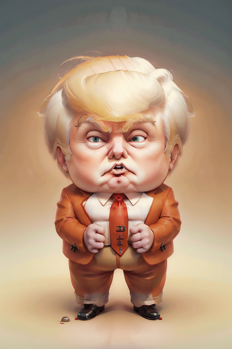 (Donald Trump:1.4), angry, the_trump, full body, big head, little body, (suit:1.4), (red tie:1.4), <lora:fat:0.6>