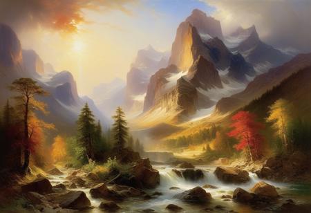 <lora:10NaturalismPainting_Hap_XL:1.5>,  Thomas Moran style, oil painting, nature, âThe life of an individual has meaning only to the extent that it helps to make the lives of other people more beautiful and noble. Life is sacred; it is, so to speak, the supreme value to which all other values ââare subordinated.â