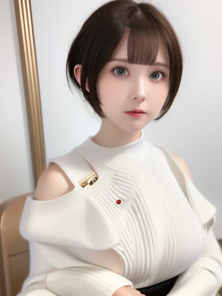 (((white sweater))), (((sweater))),(((high heel sweater))), (8k, best quality, masterpiece:1.2),(upper body 1:2) (realistic, photorealistic, photo-realistic:1.37), ultra-detailed, beautiful detailed eyes, beautiful detailed nose, (((balanced eyes))), ((upper body 1:2)),((big breasts)), (((sweater))), natural skin texture, 24mm, 4k textures, soft cinematic light, adobe lightroom, photolab, hdr, intricate, elegant, highly detailed, sharp focus, ((((cinematic look)))), soothing tones, insane details, intricate details, hyperdetailed, low contrast, soft cinematic light, dim colors, exposure blend, hdr, faded, slate atmosphere, (((short hair))),  <lora:XiaQiuada:0.83>